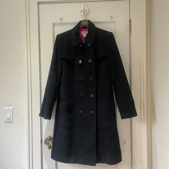 Talbots Black wool and rabbit hair coat with black buttons, fully lined. Size 12 - Picture 10 of 10